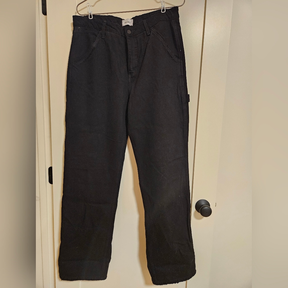 FRAME Black Straight-Leg Jeans